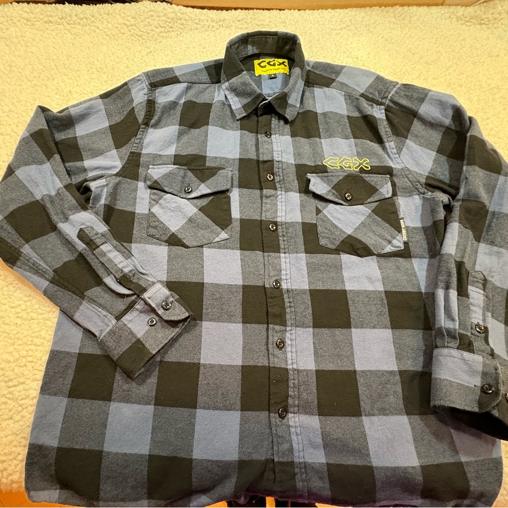 Blue and Black Plaid Men's CGX Flannel from Crosby Hops | size L